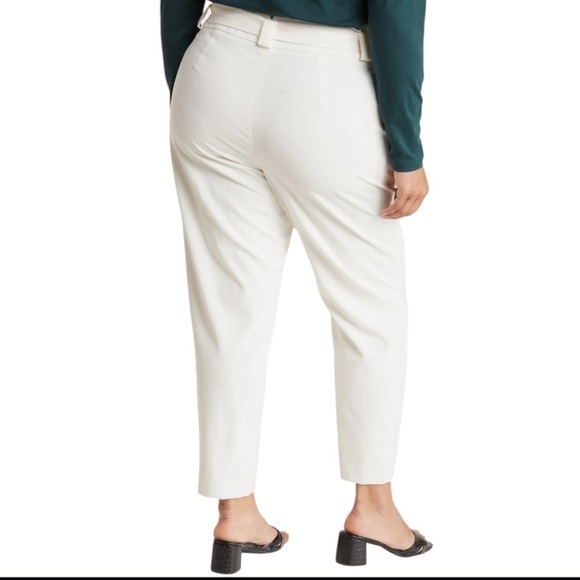 NWT Calvin Klein Tie Waist Ankle Crop Paperbag White Pants Sz 14 - Picture 4 of 4